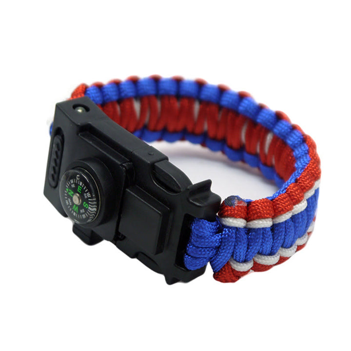 Multifunctional Outdoor Survival LED Paracord Bracelet - Red & Blue & White - image 6