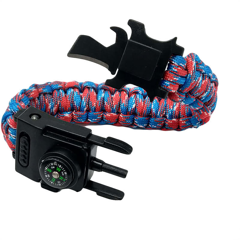 Multifunctional Outdoor Survival LED Paracord Bracelet - Red & Blue Camouflage - image 11