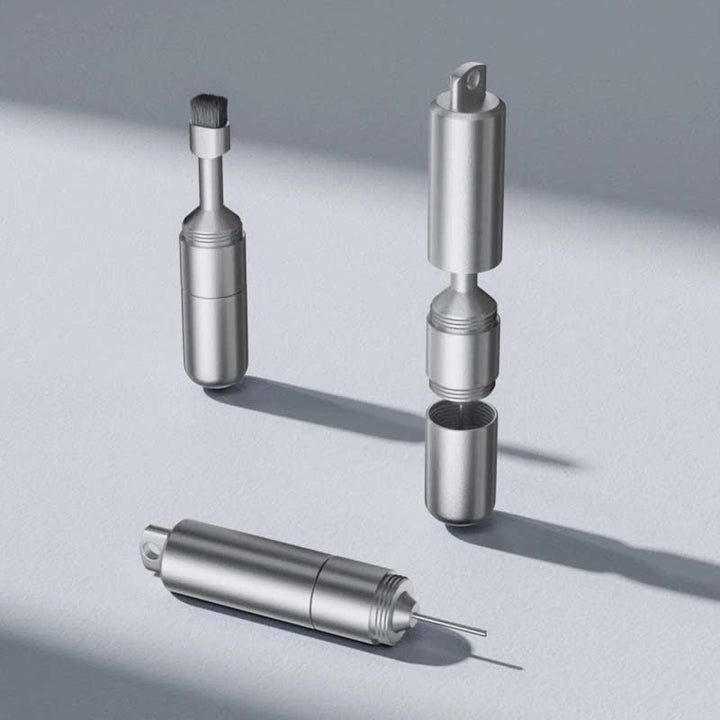 Sim Card Eject Pin & Cleaning Brush Keyring For Phone - Silver - image 0