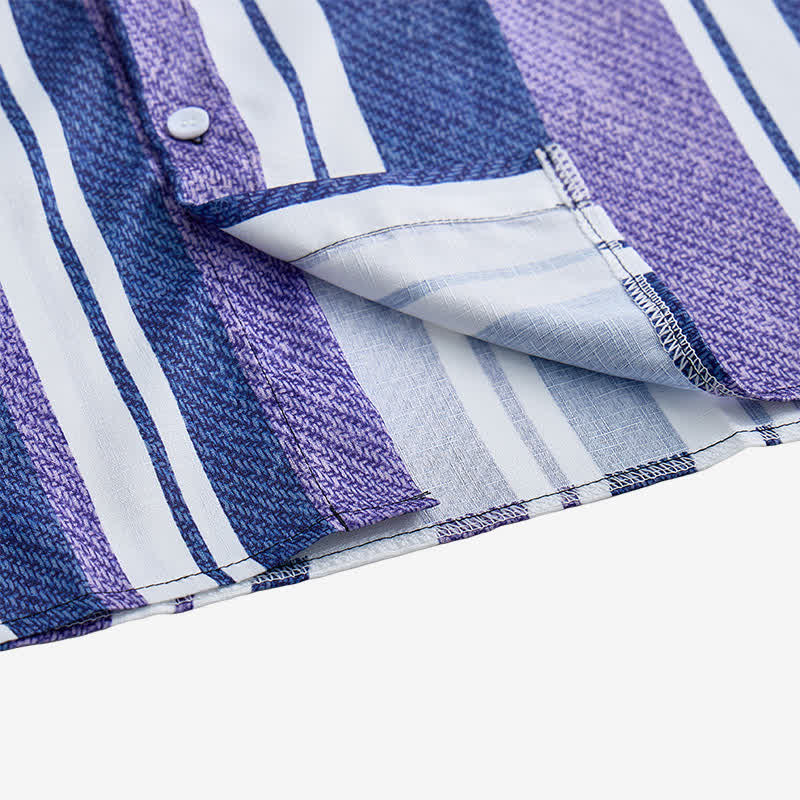 Men's Blue Striped Retro Cowboy Style Long Sleeve Shirt - image 6