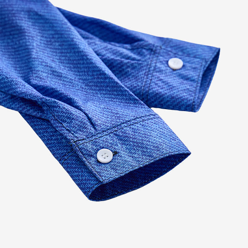 Men's Blue Striped Retro Cowboy Style Long Sleeve Shirt - image 7