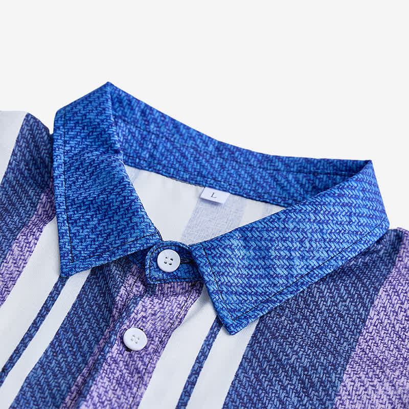 Men's Blue Striped Retro Cowboy Style Long Sleeve Shirt - image 4
