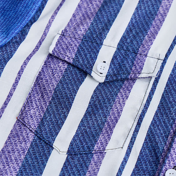 Men's Blue Striped Retro Cowboy Style Long Sleeve Shirt - image 5