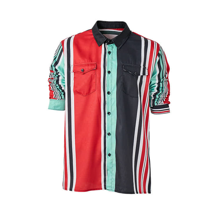 Men's Bold Multi-Color Block Striped Long Sleeve Shirt - image 8