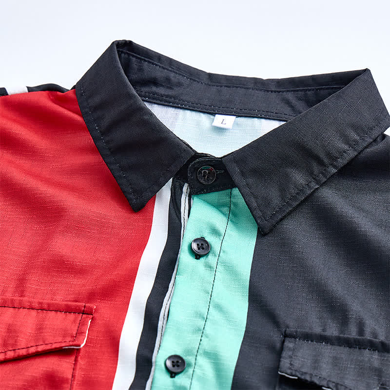 Men's Bold Multi-Color Block Striped Long Sleeve Shirt - image 4