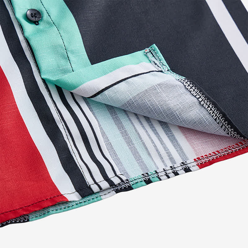 Men's Bold Multi-Color Block Striped Long Sleeve Shirt - image 6