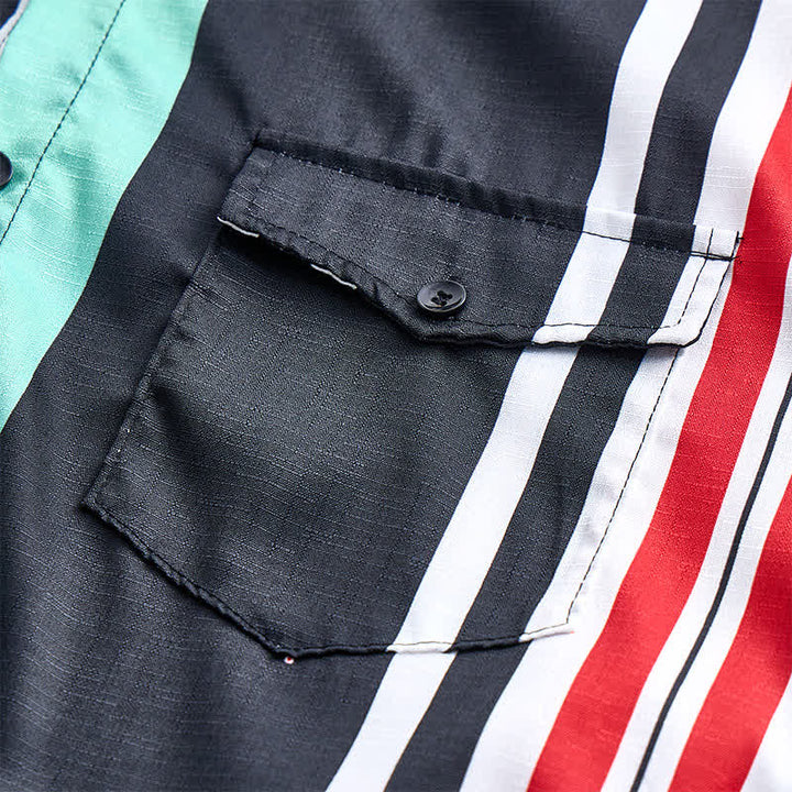 Men's Bold Multi-Color Block Striped Long Sleeve Shirt - image 5