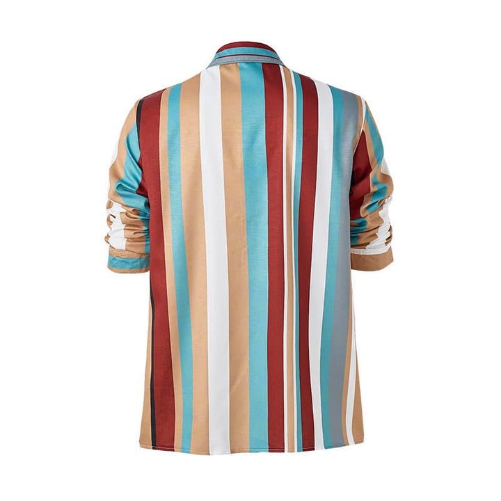 Men's Durable Ranch Workwear Vertical Stripes Long Sleeve Shirt - image 10