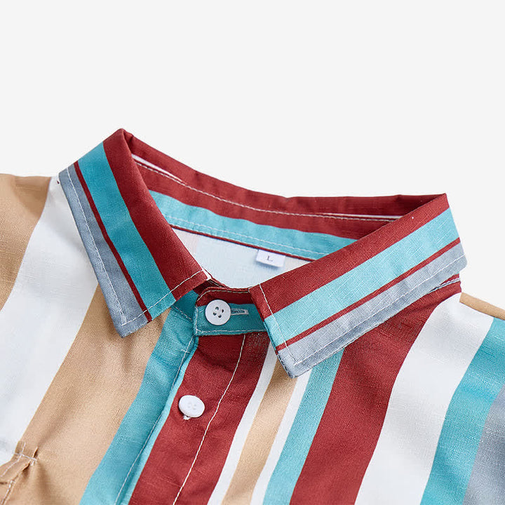 Men's Durable Ranch Workwear Vertical Stripes Long Sleeve Shirt - image 4