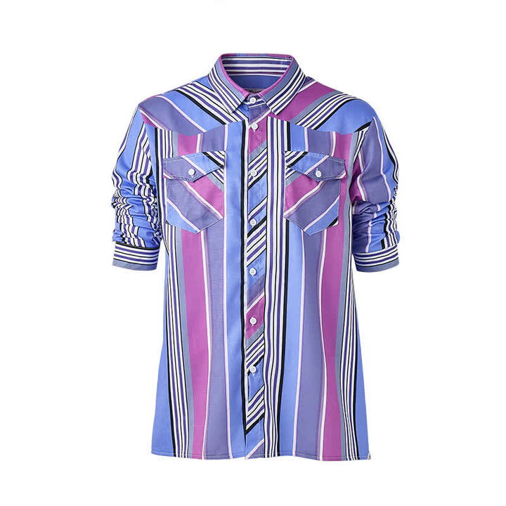 Men's Blue & Purple Aztec-Inspired Western Long Sleeve Shirt - image 9