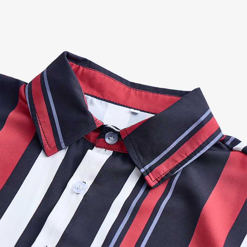 Men's Retro-Inspired Red Black Vertical Striped Shirt - image 3