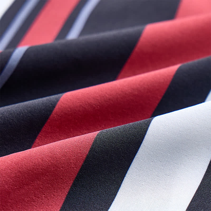 Men's Retro-Inspired Red Black Vertical Striped Shirt - image 5