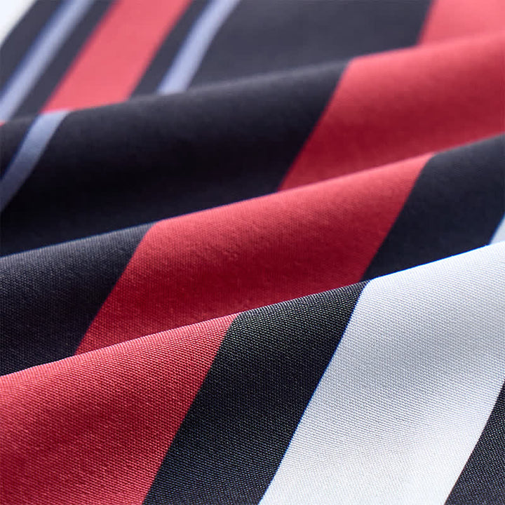 Men's Retro-Inspired Red Black Vertical Striped Shirt - image 5