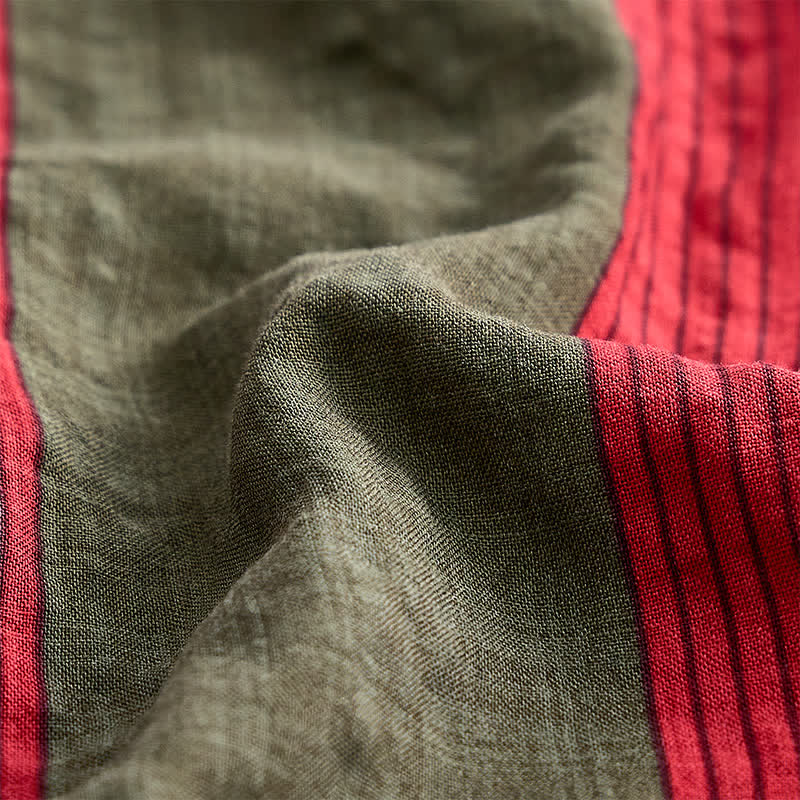 Men's Classic Red & Olive Striped Short Sleeve Shirt - image 6