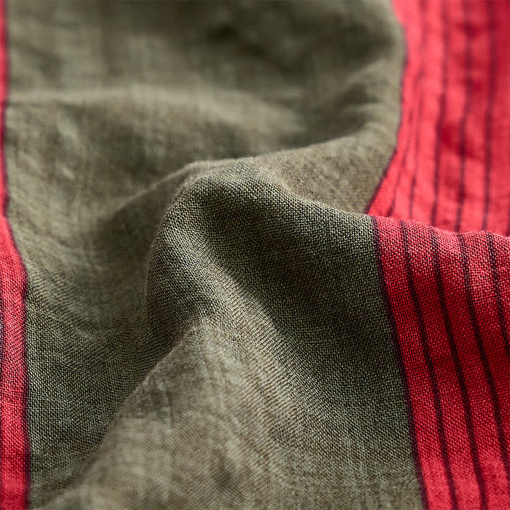 Men's Classic Red & Olive Striped Short Sleeve Shirt - image 6