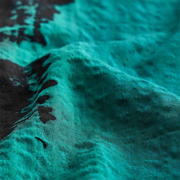 Men's Green & Black Abstract Brushstroke Color Block Shirt - image 6