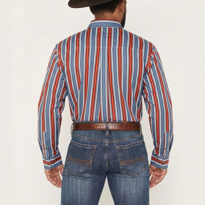 Men's Rodeo Workwear Diagonal Stripes Long Sleeve Shirt - image 3