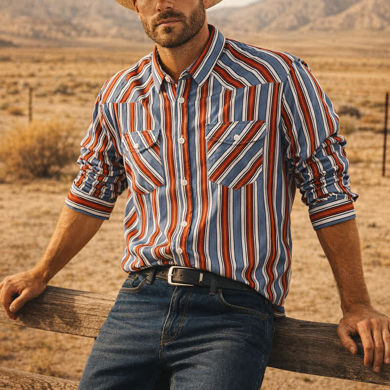 Men's Rodeo Workwear Diagonal Stripes Long Sleeve Shirt - Muted Teal - 5XL - image 0