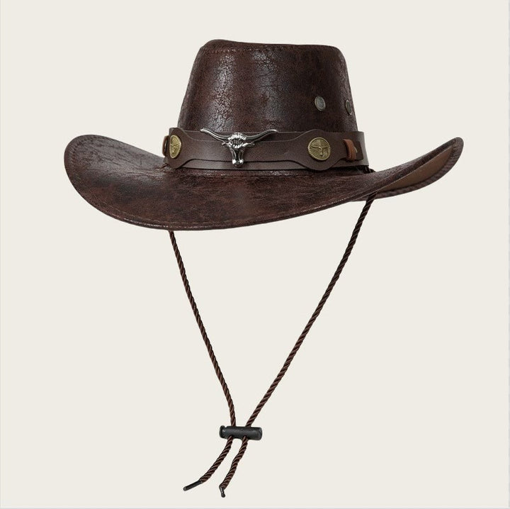 Vintage American Style Outdoor Cowboy Sun Hat - Dark Coffee - M (22"-22 7/8") - image 1