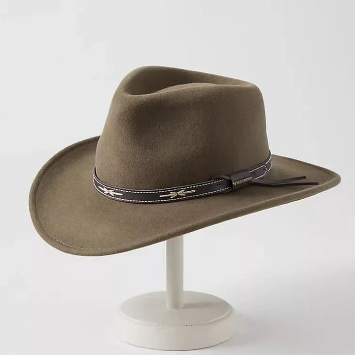 Men's Woolen Western Cowboy Style Top Hat - Brown - Adjustable(22 1/2"-23 1/4") - image 3