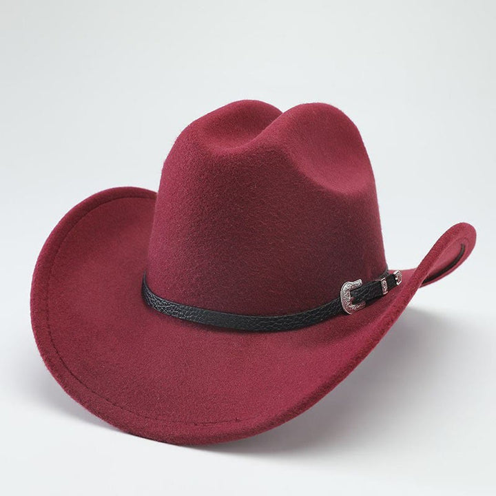 Wide Brim Retro Classic Western Cowboy Top Hat - Wine - M (22"-22 7/8") - image 3