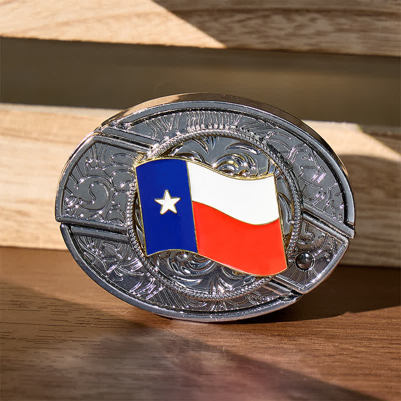 Texas State Flag DIY Hidden Folding Knife Buckle Leather Belt - Texas State Flag - Without Belt - Not Included Belt - image 0