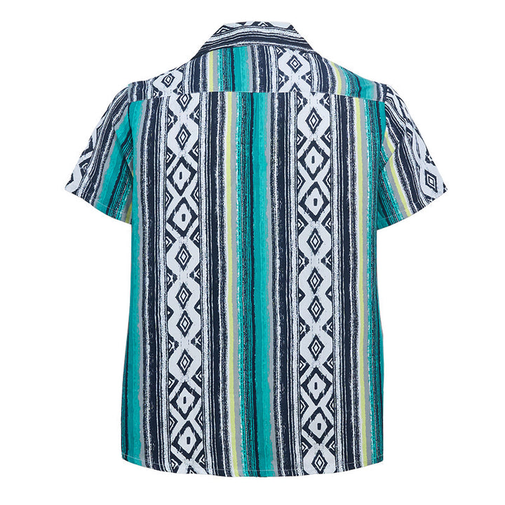 Men's Summer Casual Striped Pattern Short Sleeve Button Up Shirt - image 9