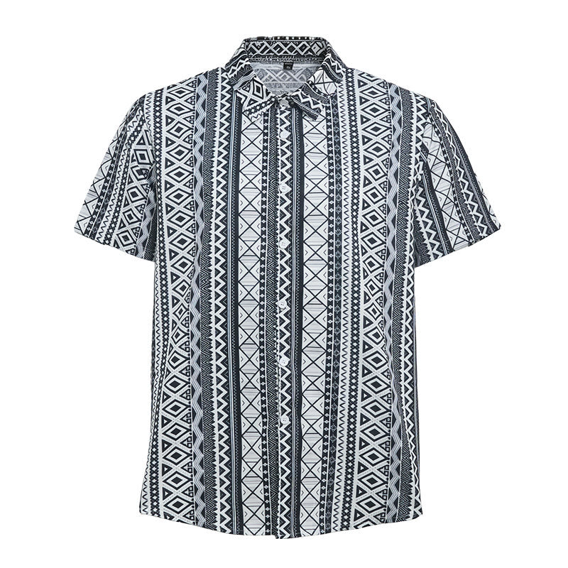 Men's Summer Casual Graphic Print Short Sleeve Button Down Shirt - image 8