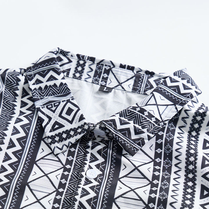 Men's Summer Casual Graphic Print Short Sleeve Button Down Shirt - image 7