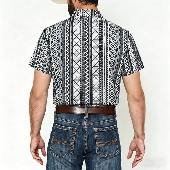Men's Summer Casual Graphic Print Short Sleeve Button Down Shirt - image 2