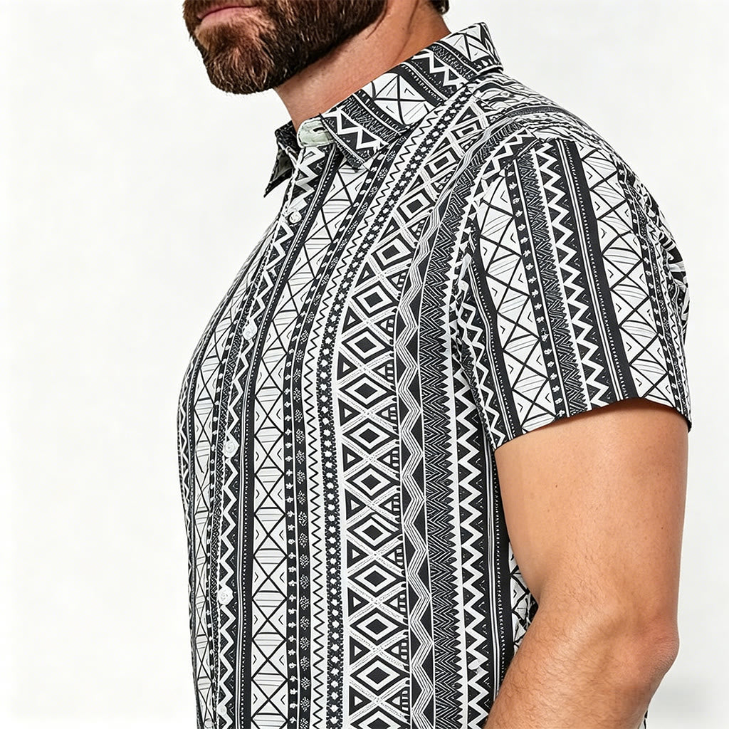 Men's Summer Casual Graphic Print Short Sleeve Button Down Shirt - image 3