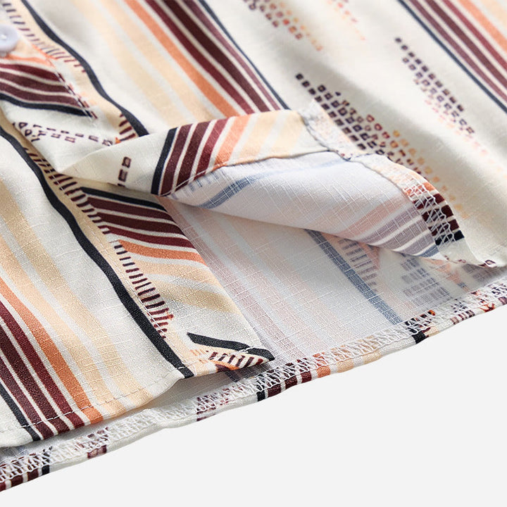 Men's Summer Western Geometric Stripe Long Sleeve Button Down Shirt - image 4