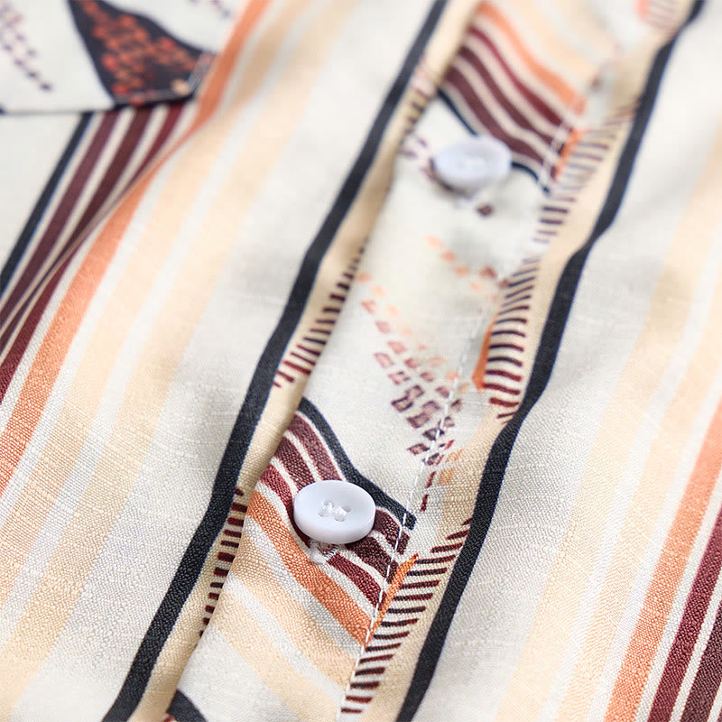 Men's Summer Western Geometric Stripe Long Sleeve Button Down Shirt - image 6