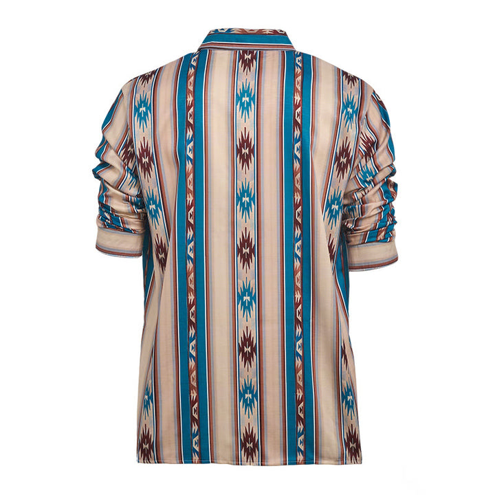 Men's Vintage Western Stripe Print Long Sleeve Casual Shirt - image 10