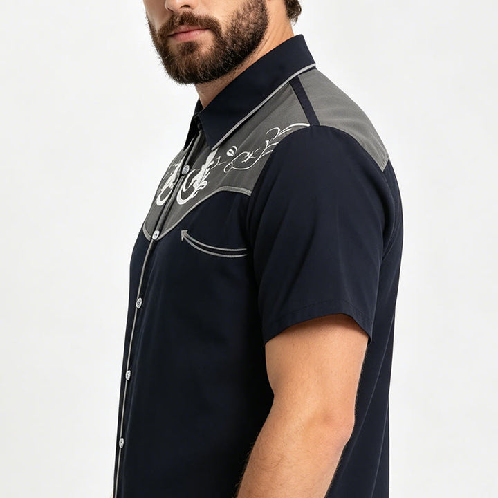 Men's Western Printed Short Sleeve Button Down Shirt - image 9