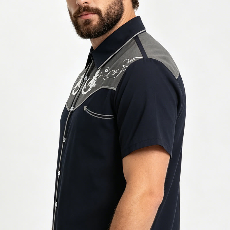 Men's Western Printed Short Sleeve Button Down Shirt - image 9