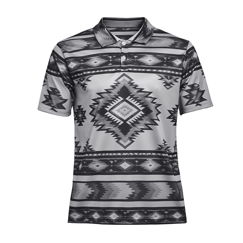 Men's Geometric Print Short Sleeve Casual Polo Shirt - image 38