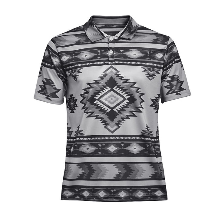 Men's Geometric Print Short Sleeve Casual Polo Shirt - image 38