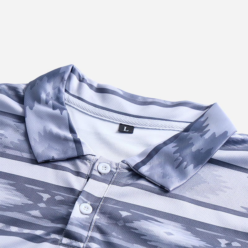 Men's Geometric Print Short Sleeve Casual Polo Shirt - image 30