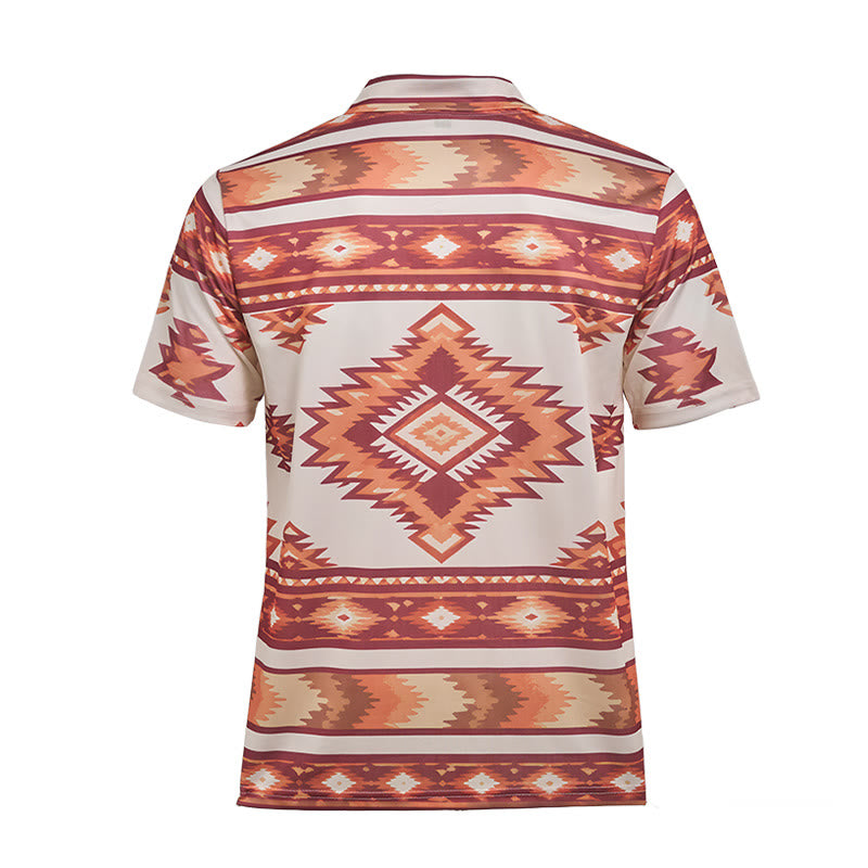 Men's Geometric Print Short Sleeve Casual Polo Shirt - image 33