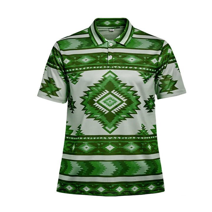 Men's Geometric Print Short Sleeve Casual Polo Shirt - image 39