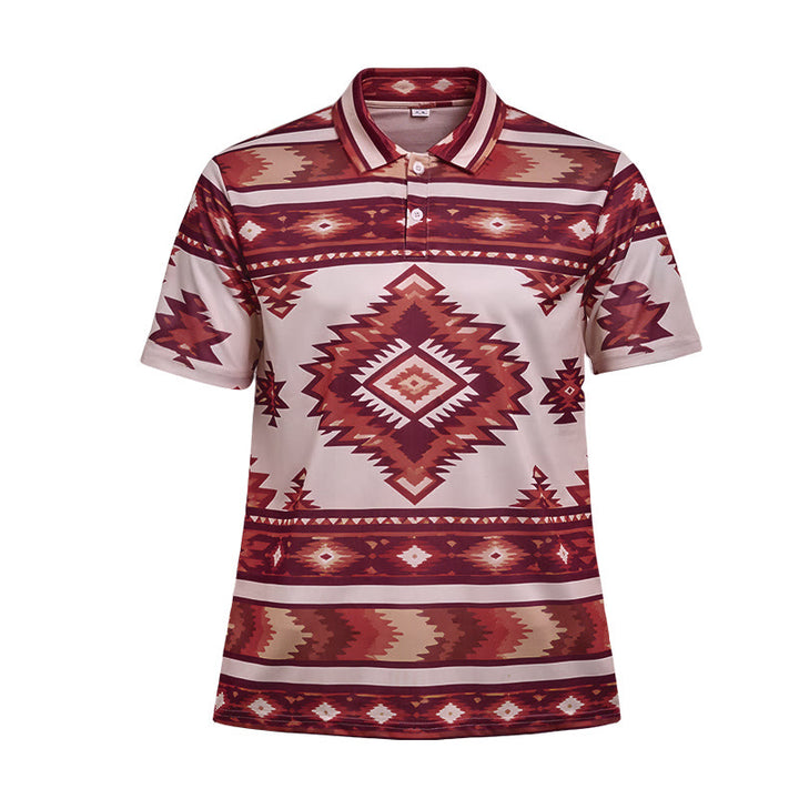 Men's Geometric Print Short Sleeve Casual Polo Shirt - image 31
