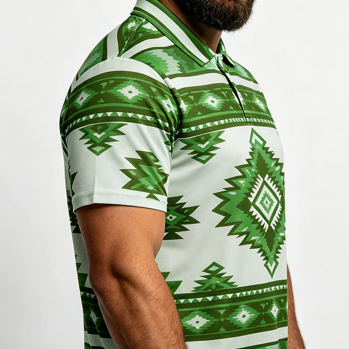 Men's Geometric Print Short Sleeve Casual Polo Shirt - image 26