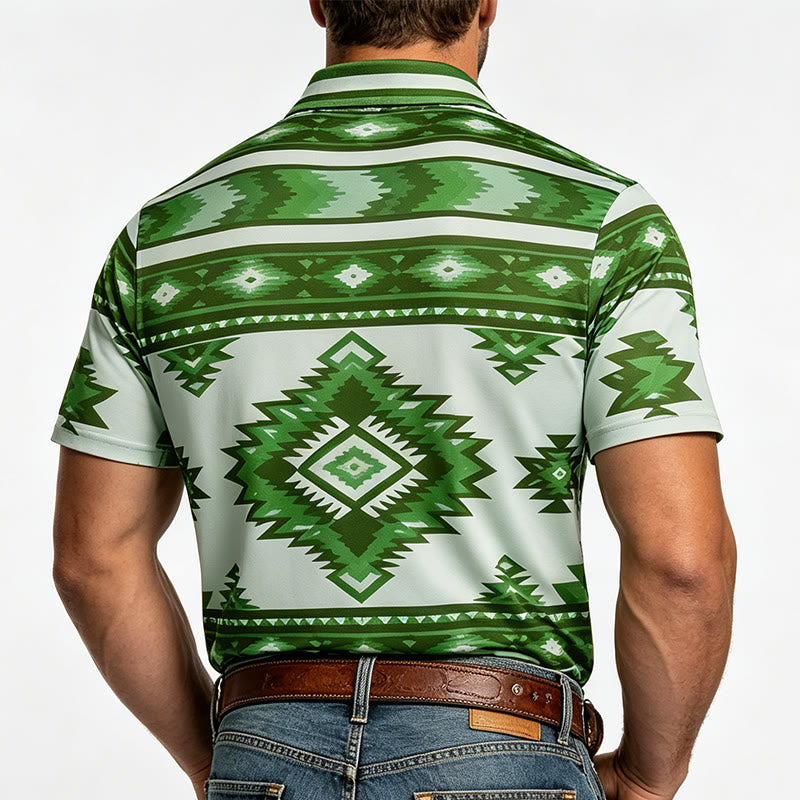 Men's Geometric Print Short Sleeve Casual Polo Shirt - image 25