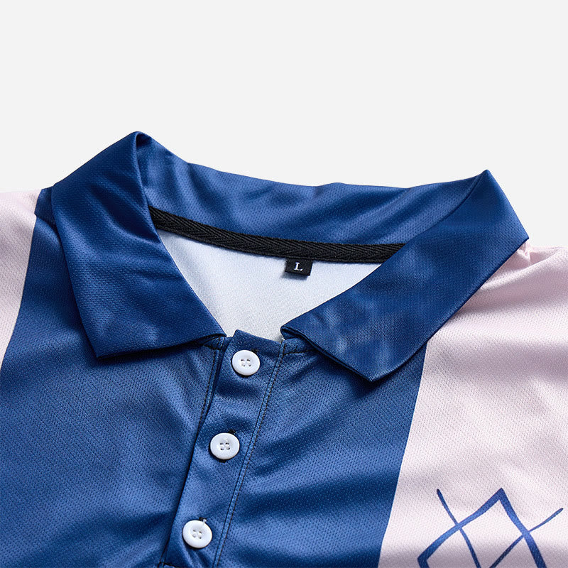 Men's Vintage Striped Argyle Pattern Casual Polo Shirt - image 8