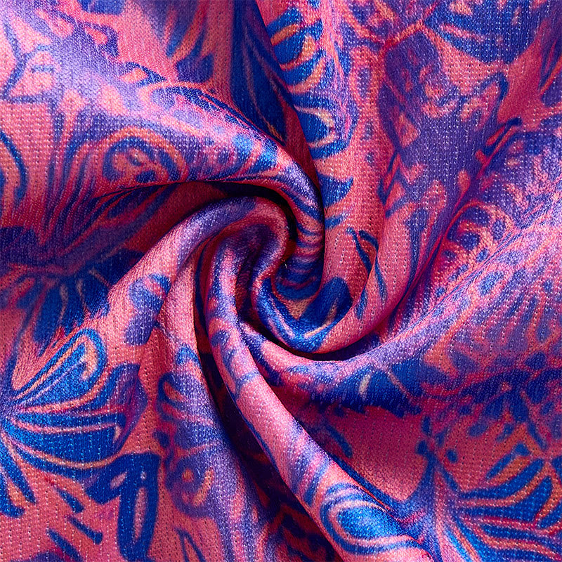 Men's Pink Blue Floral Print Short Sleeve Polo Shirt - image 5
