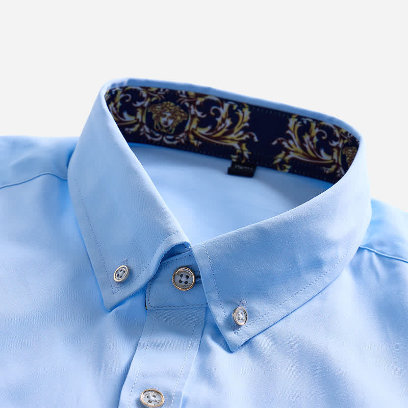 Men's Gold Baroque Accent Formal Business Dress Shirt - image 6