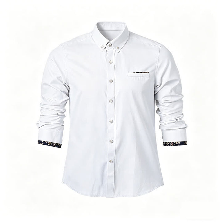 Men's Gold Baroque Accent Formal Business Dress Shirt - White - 5XL - image 4