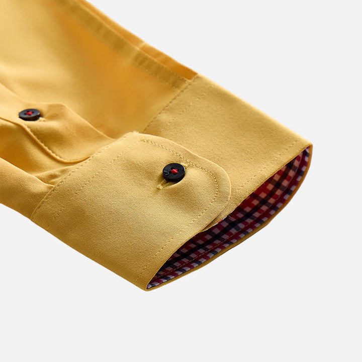 Refined Men's Gingham Contrast Double-Collar Dress Shirt - image 10