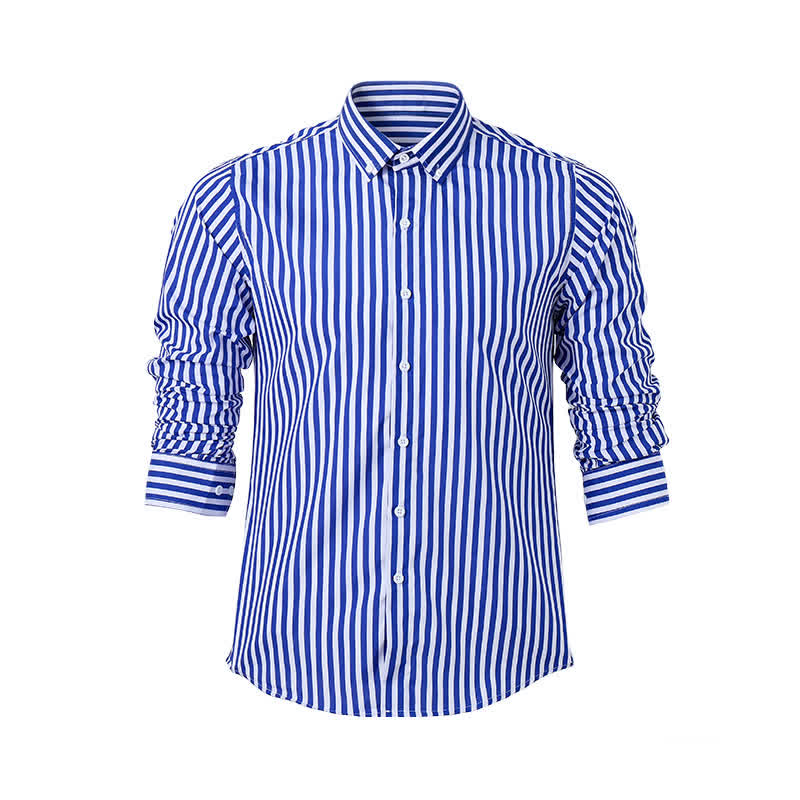 Men's Classic Vertical Stripe Pattern Formal Dress Shirt - image 9